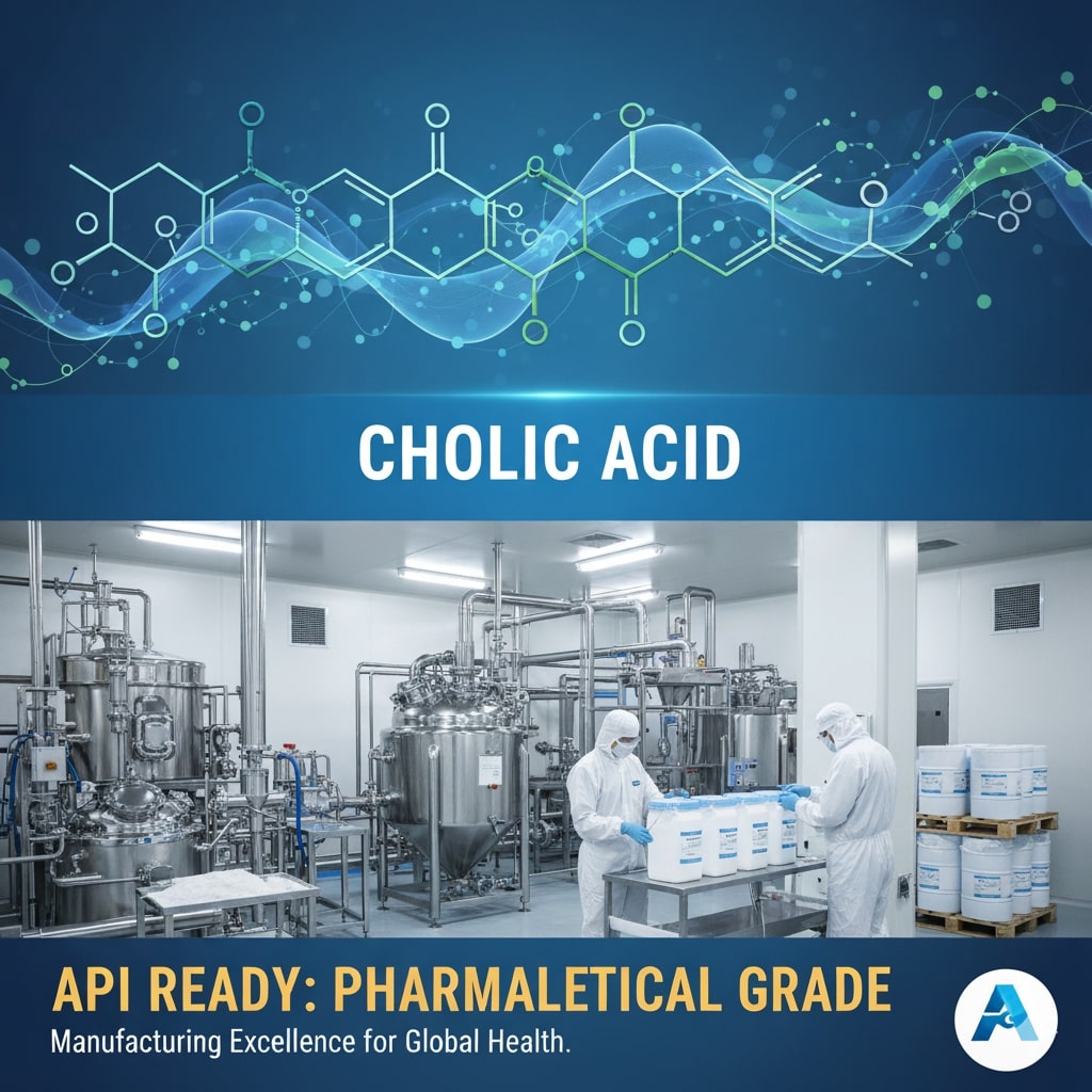 The chemical structure of Cholic Acid, a key pharmaceutical intermediate for API synthesis.